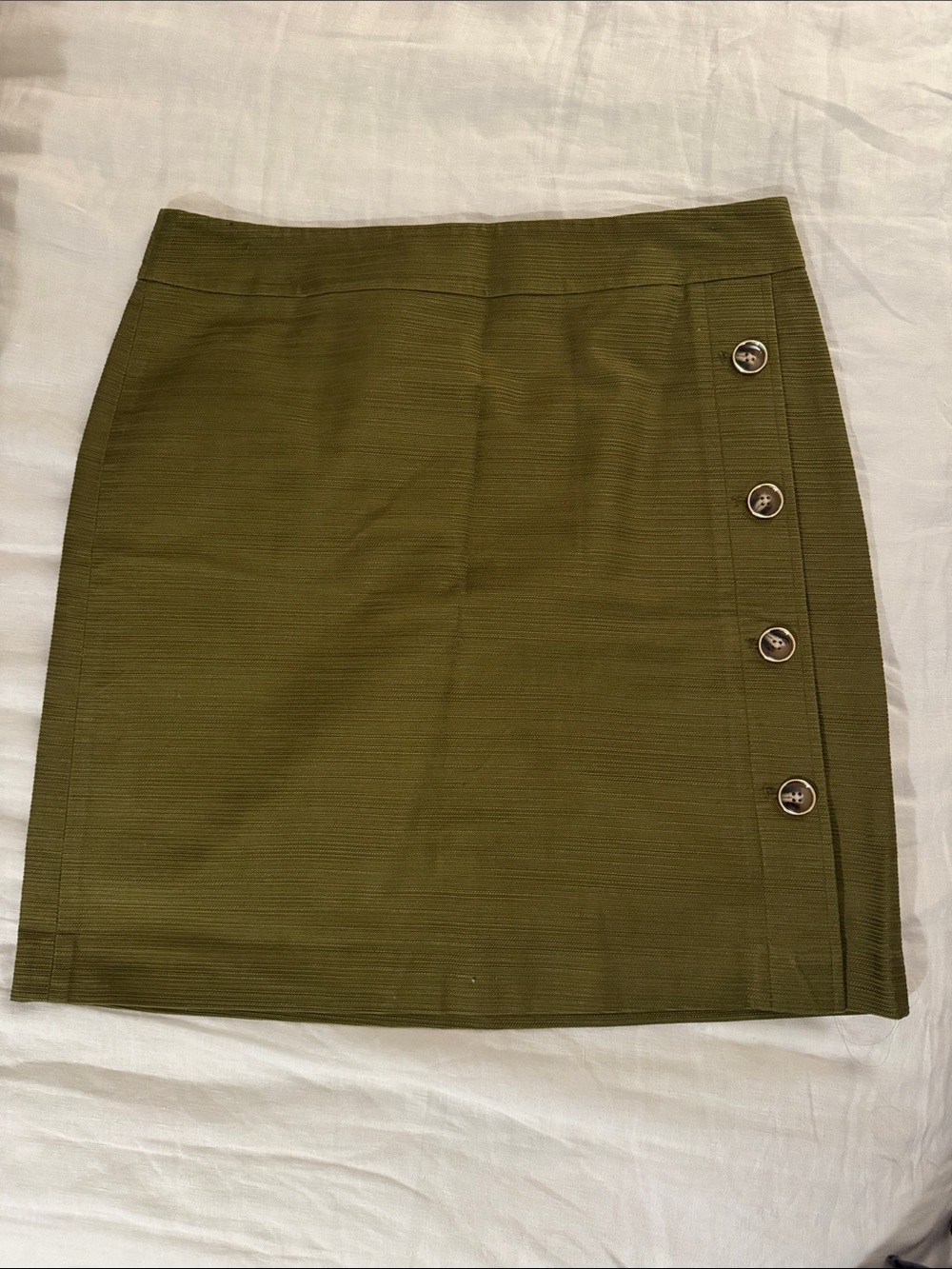 Ann Taylor factory Olive Mini Skirt with Side Buttons